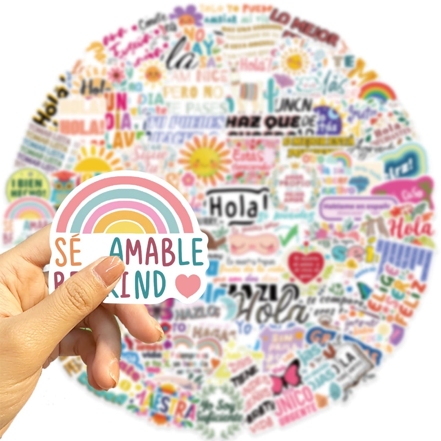 OYALAE 100Pcs Funny Spanish Motivational Stickers – Waterproof Vinyl Decals for Teens & Adults
