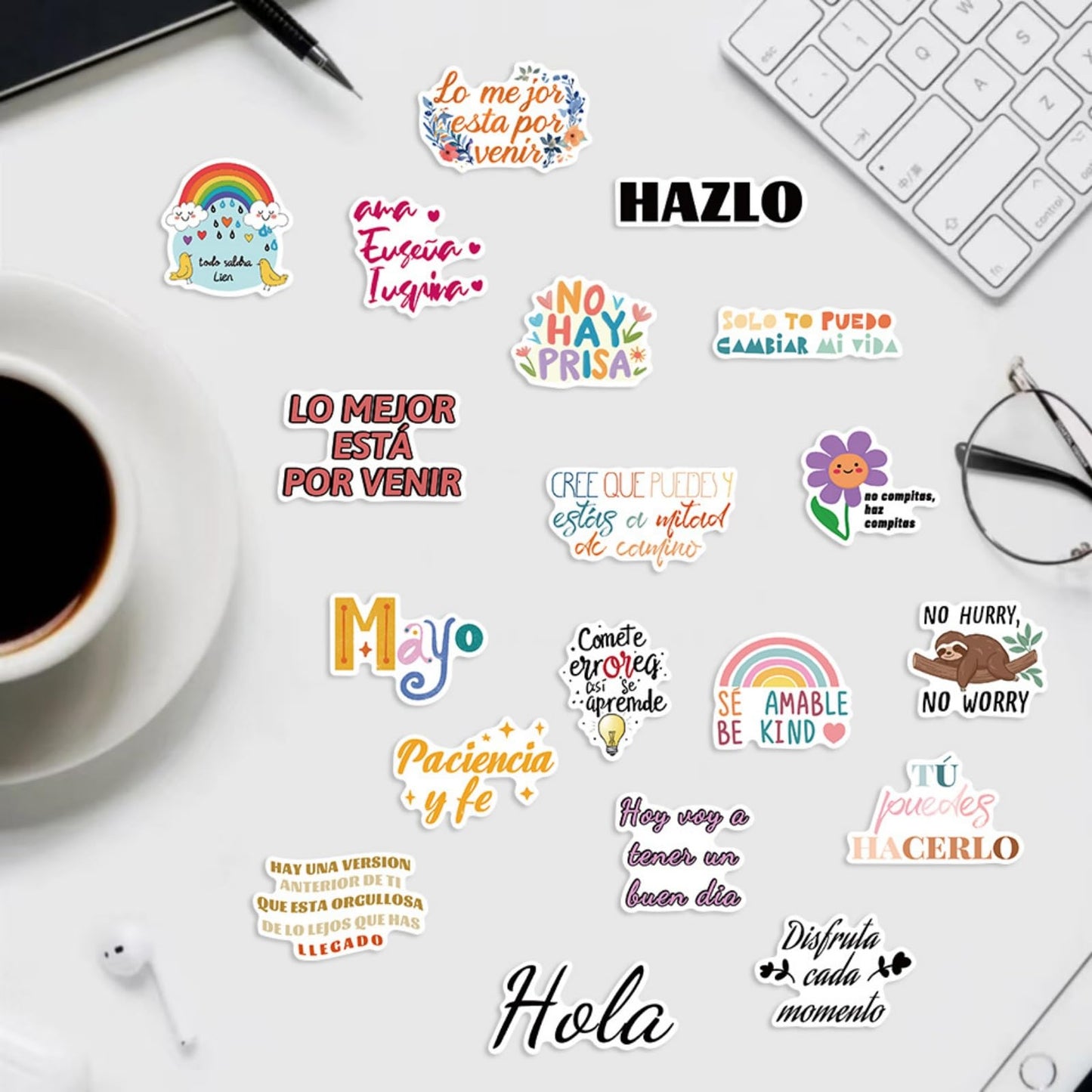 OYALAE 100Pcs Funny Spanish Motivational Stickers – Waterproof Vinyl Decals for Teens & Adults