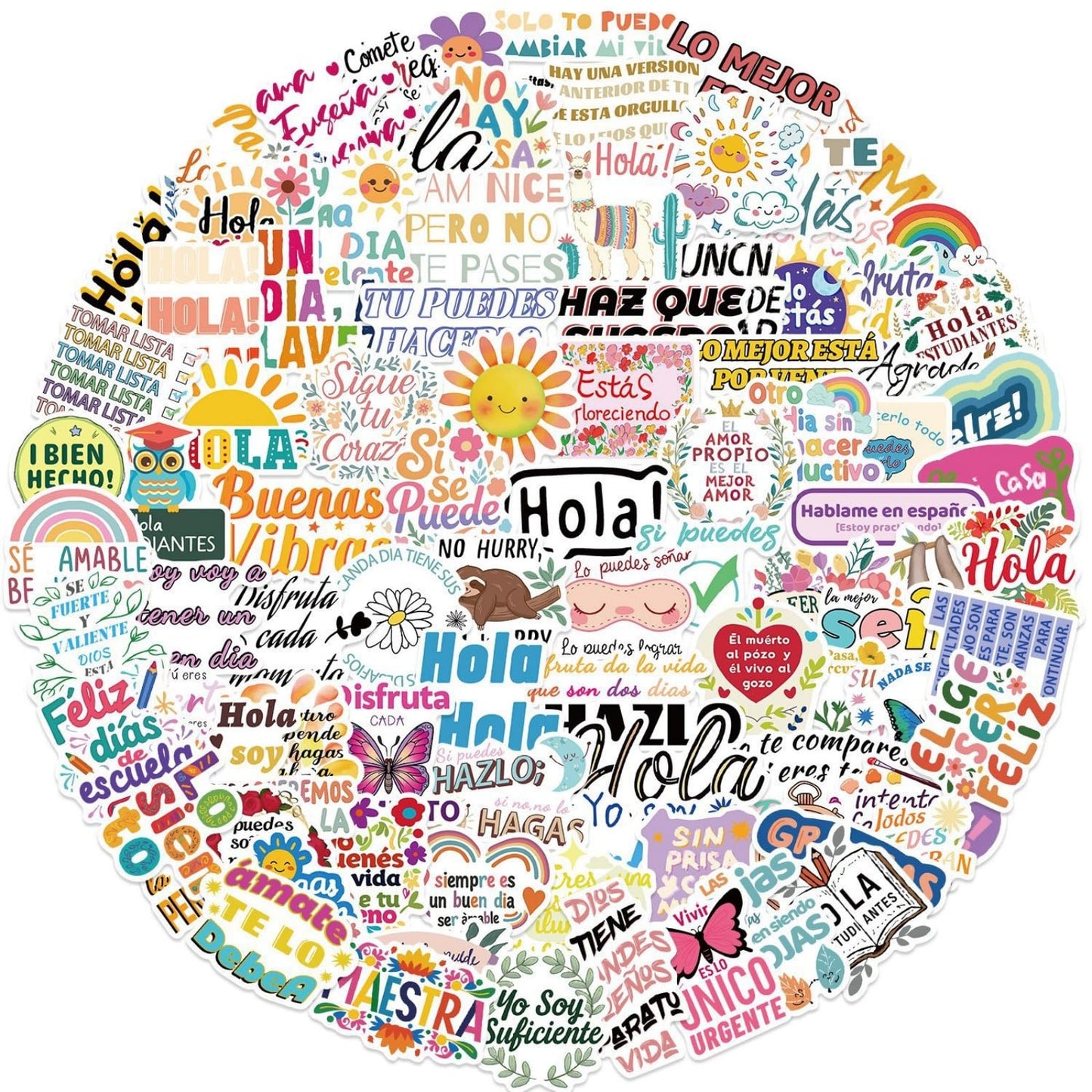 OYALAE 100Pcs Funny Spanish Motivational Stickers – Waterproof Vinyl Decals for Teens & Adults