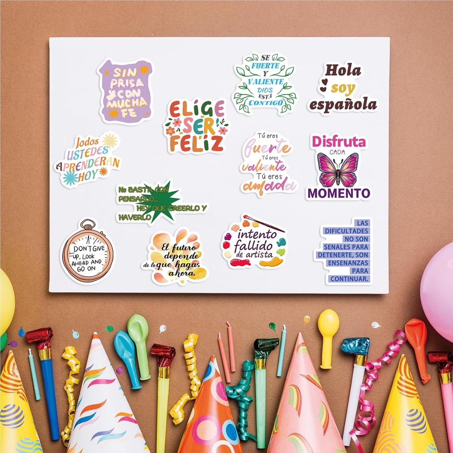OYALAE 100Pcs Funny Spanish Motivational Stickers – Waterproof Vinyl Decals for Teens & Adults