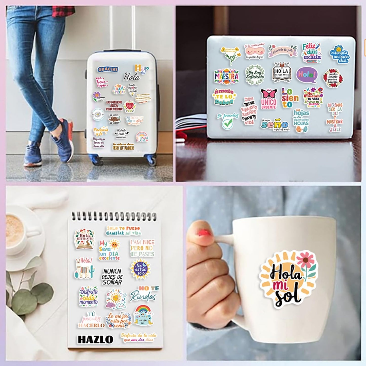 OYALAE 100Pcs Funny Spanish Motivational Stickers – Waterproof Vinyl Decals for Teens & Adults