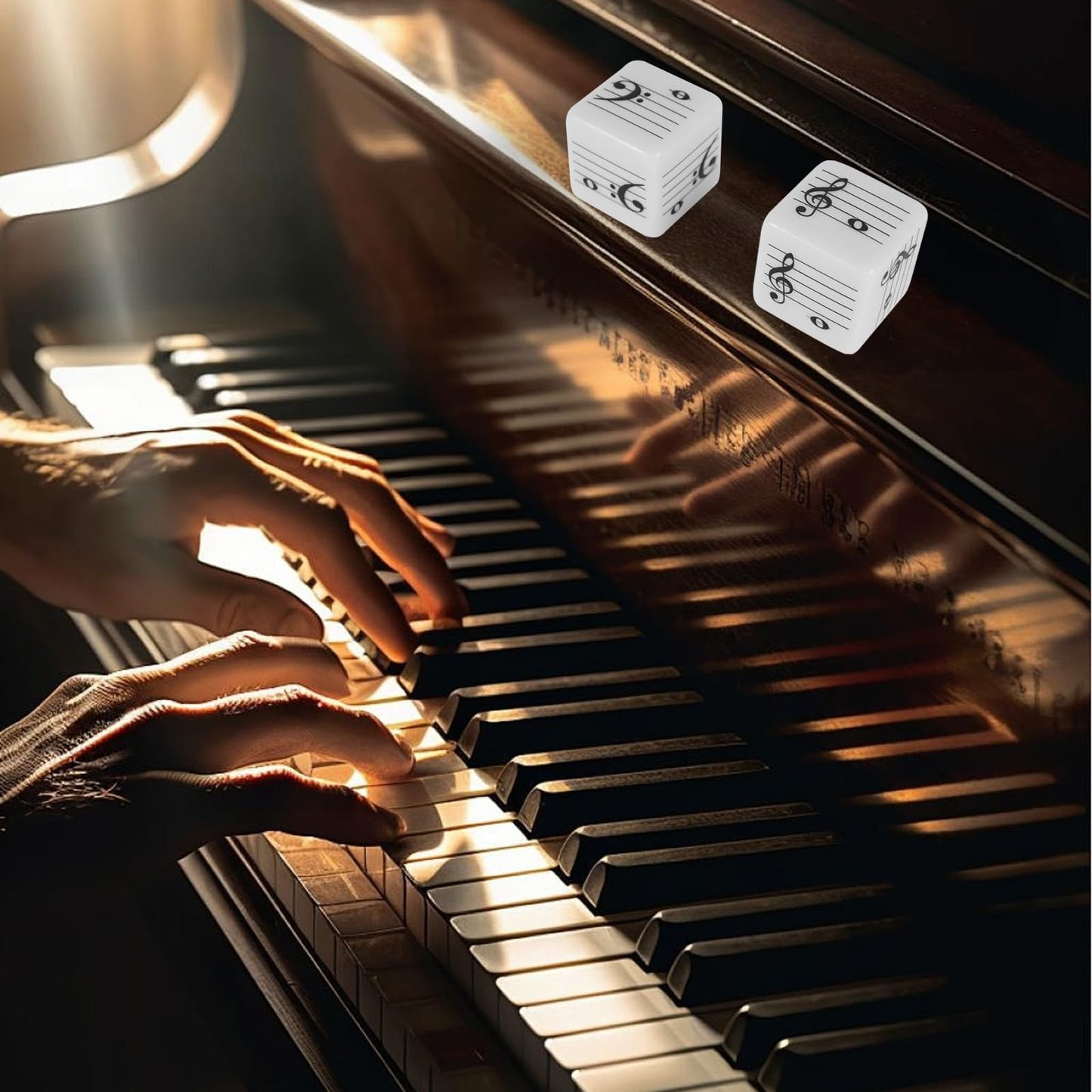 oyeftp Five-Line Staff Music Dice – 20mm Treble & Bass Clef Educational Dice for Classroom & Home