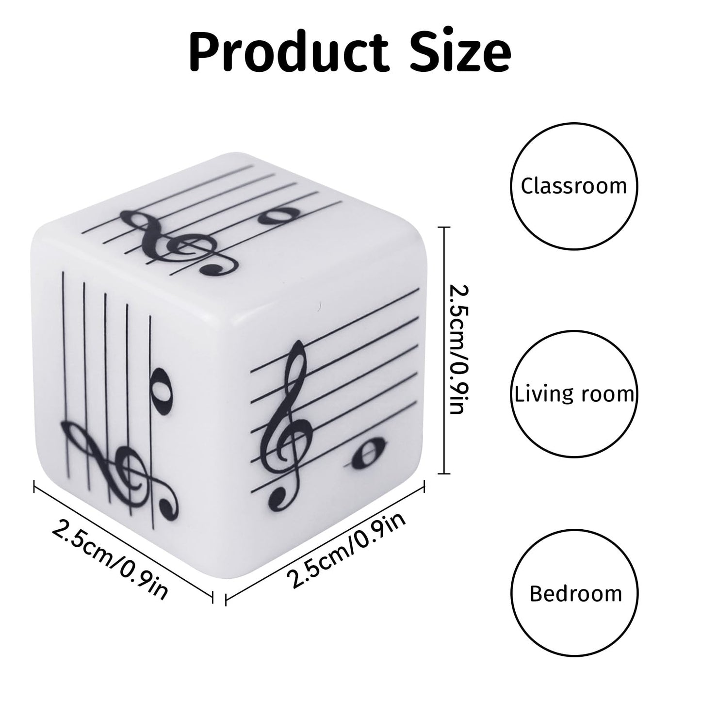 oyeftp Five-Line Staff Music Dice – 20mm Treble & Bass Clef Educational Dice for Classroom & Home