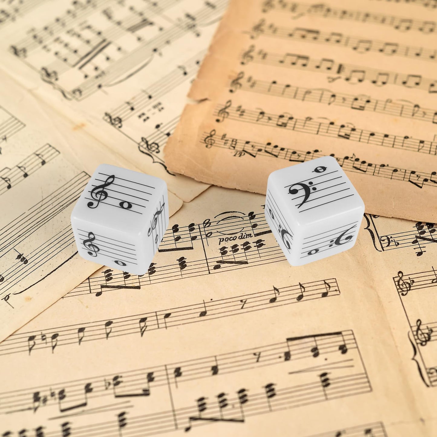 oyeftp Five-Line Staff Music Dice – 20mm Treble & Bass Clef Educational Dice for Classroom & Home