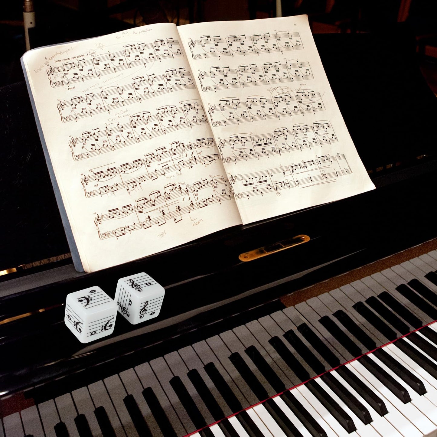 oyeftp Five-Line Staff Music Dice – 20mm Treble & Bass Clef Educational Dice for Classroom & Home