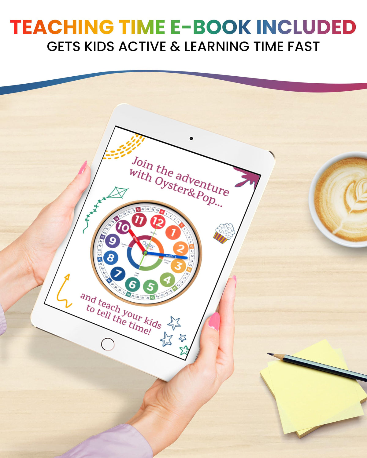 Oyster&Pop 3 Pack Dry Erase Learning Clocks – Large Magnetic Clock + 2 Student Clocks + E-Book