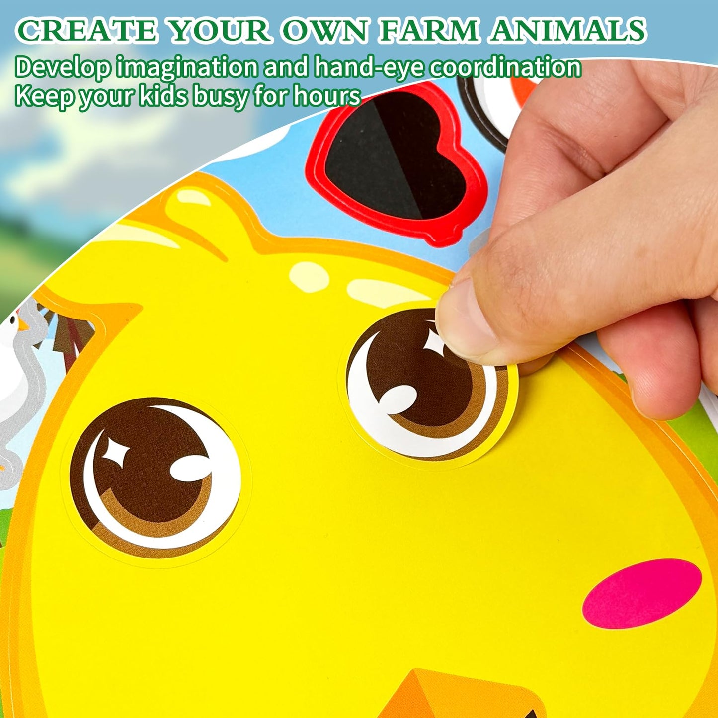 Ozepao 36-Pcs Farm Animals Make-A-Face Sticker Sheets | Mix & Match for Kids 2–6