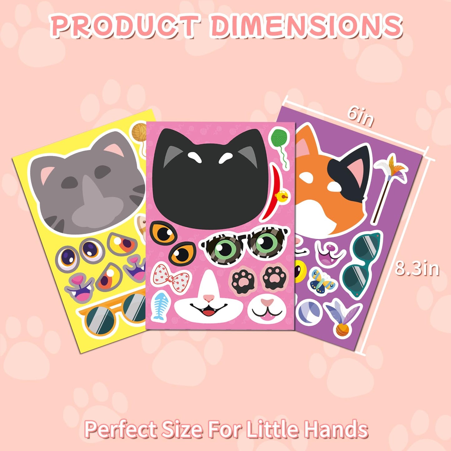 Ozepao 24 Sheets Cat Stickers Pack | Create Cat Faces & Party Crafts