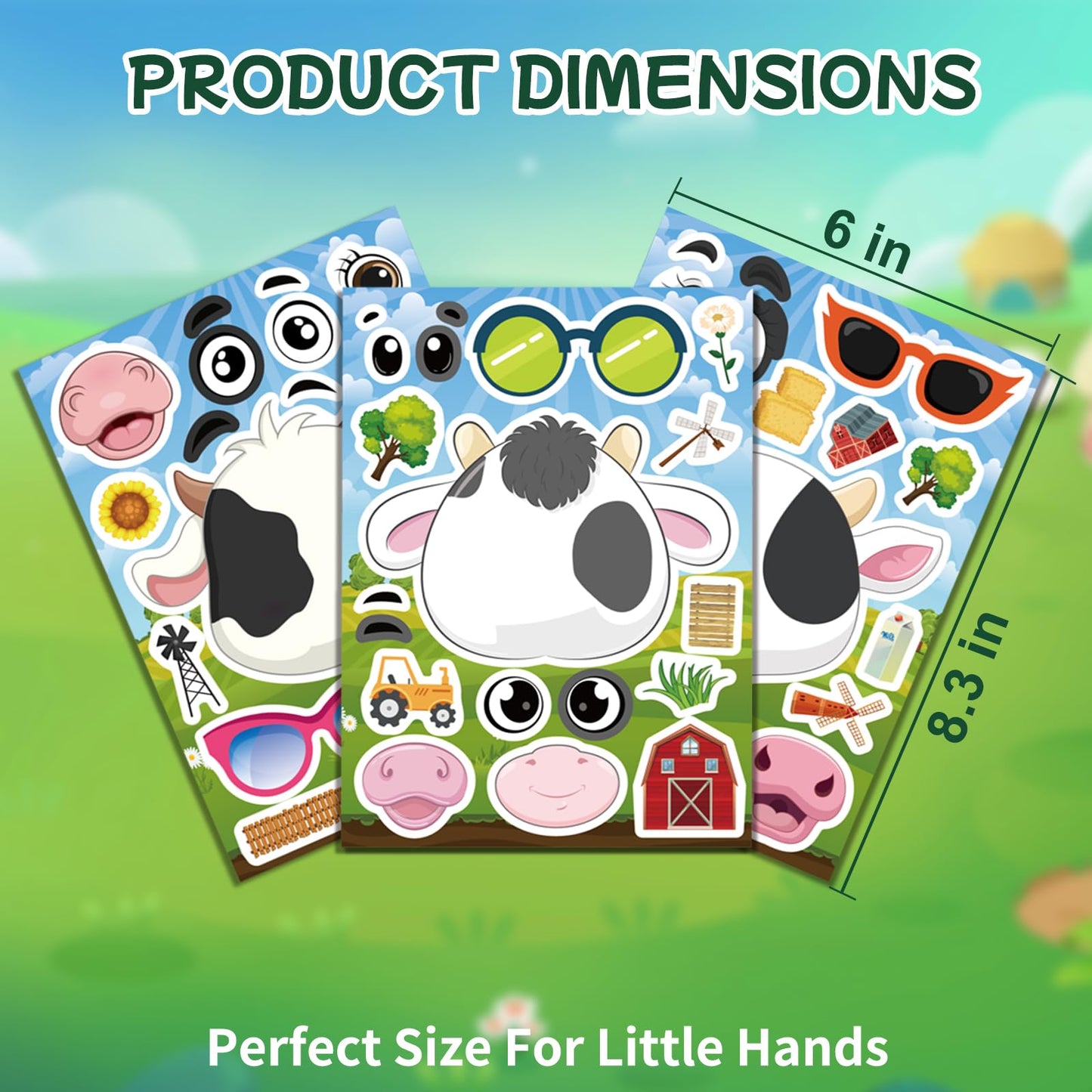 Ozepao Cow Stickers 24 Pcs - Make-A-Face Mix and Match Sheets for Kids | Party Favors & Crafts