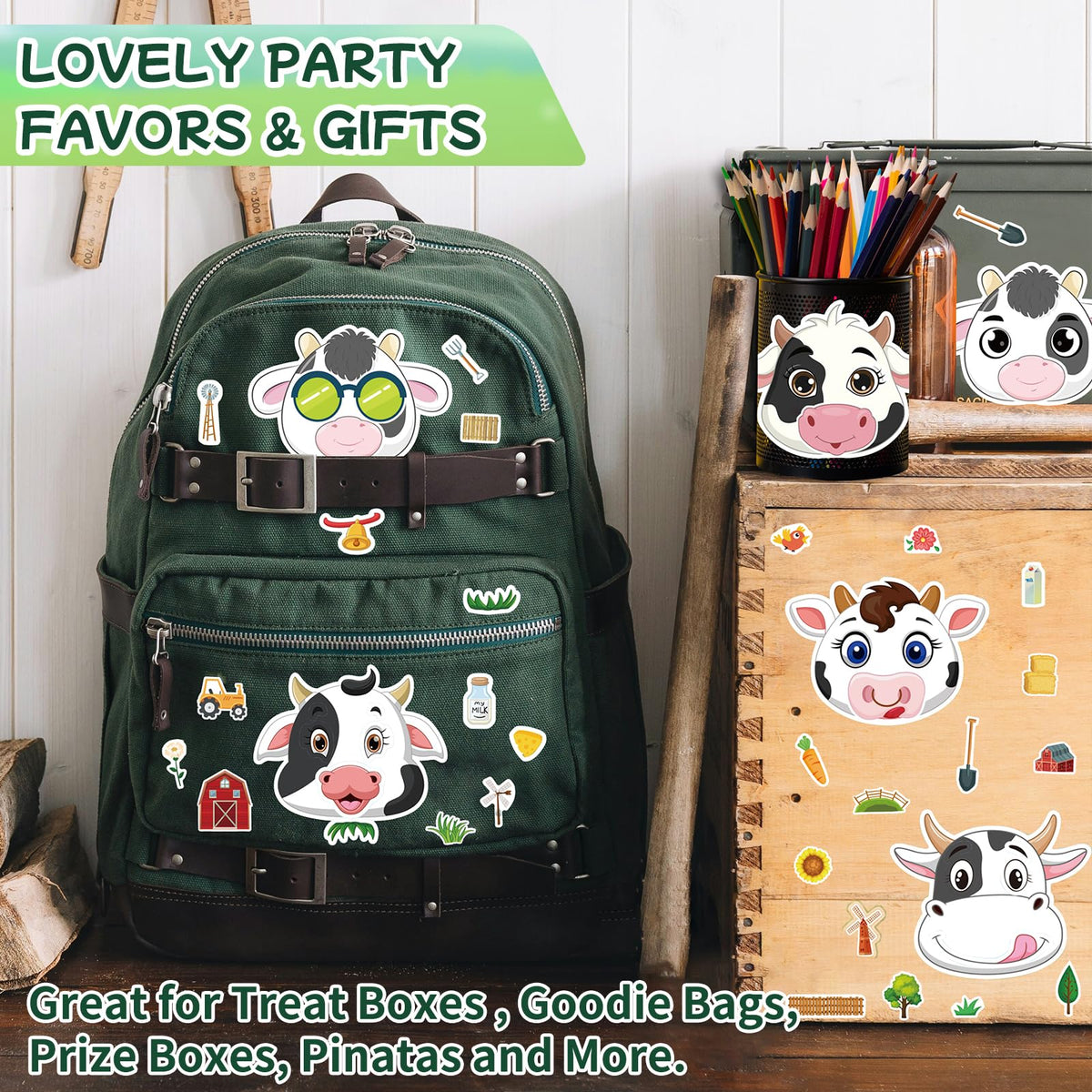 Ozepao Cow Stickers 24 Pcs - Make-A-Face Mix and Match Sheets for Kids | Party Favors & Crafts