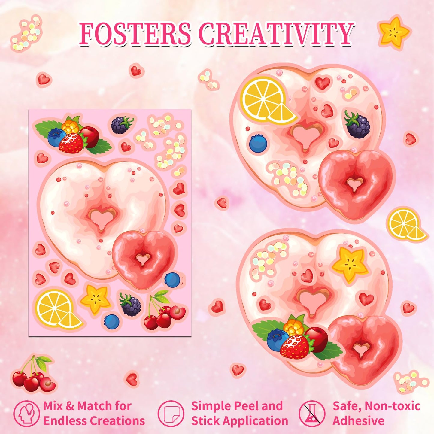 Ozepao 27 Donut Sticker Sheets for Kids – Face Designs for Party & Craft