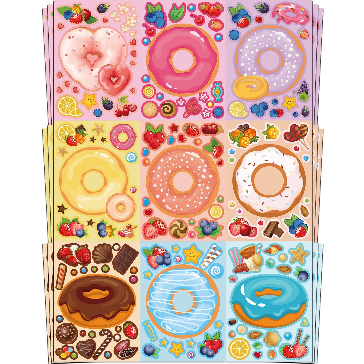 Ozepao 27 Donut Sticker Sheets for Kids – Face Designs for Party & Craft