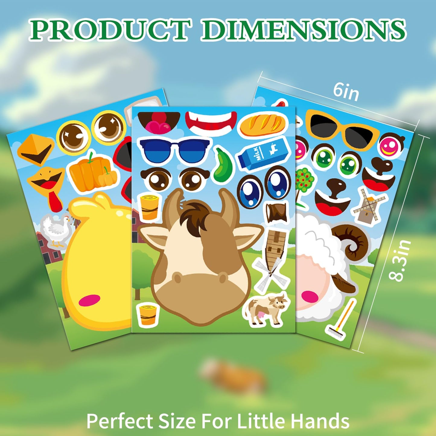 Ozepao 36-Pcs Farm Animals Make-A-Face Sticker Sheets | Mix & Match for Kids 2–6
