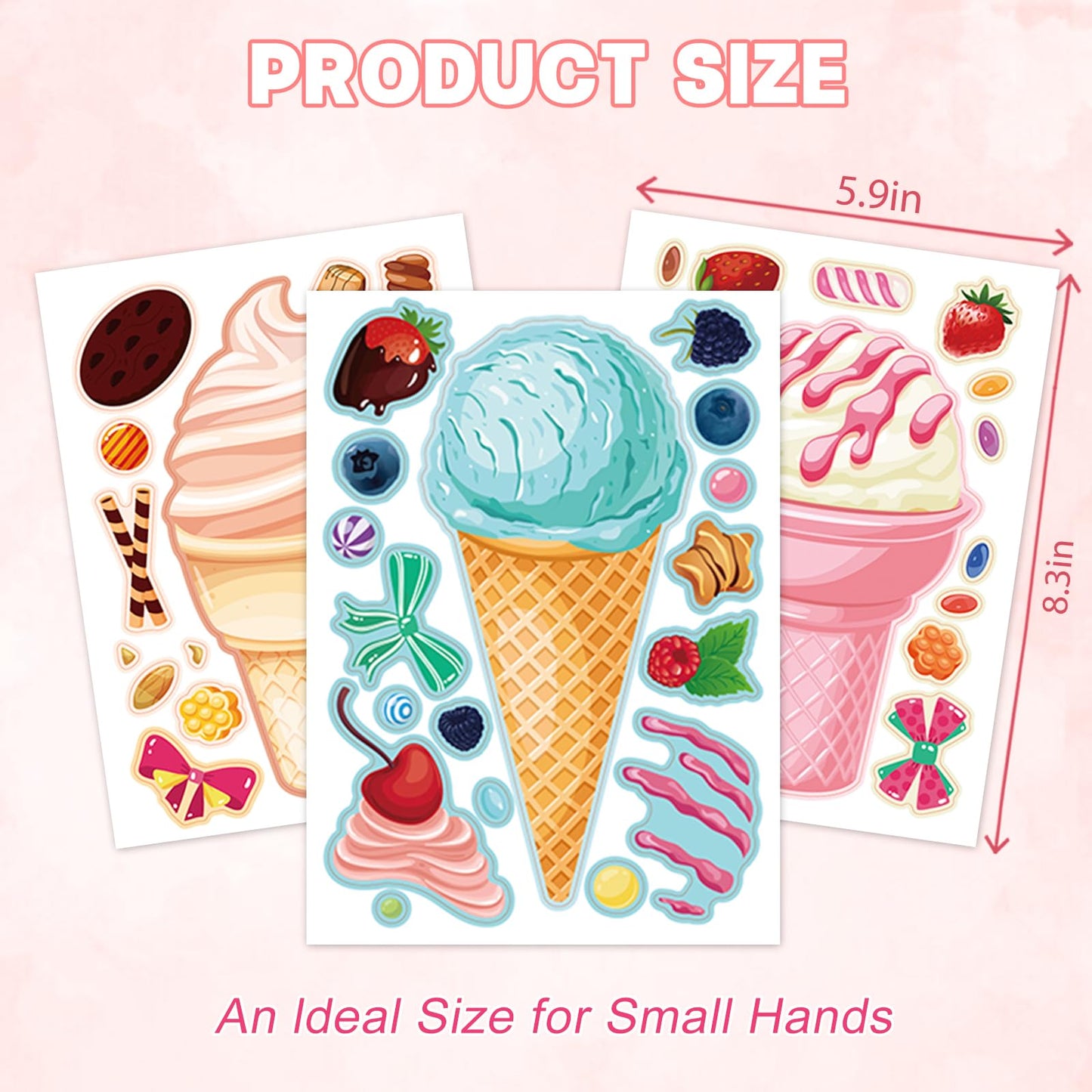 Ozepao 32 Sheets Ice Cream Stickers for Kids | Make a Face Party Decorations & Favors