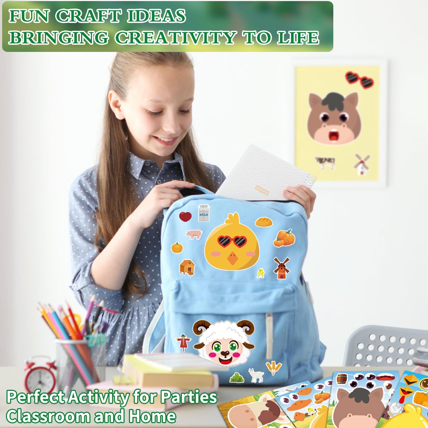 Ozepao 36-Pcs Farm Animals Make-A-Face Sticker Sheets | Mix & Match for Kids 2–6