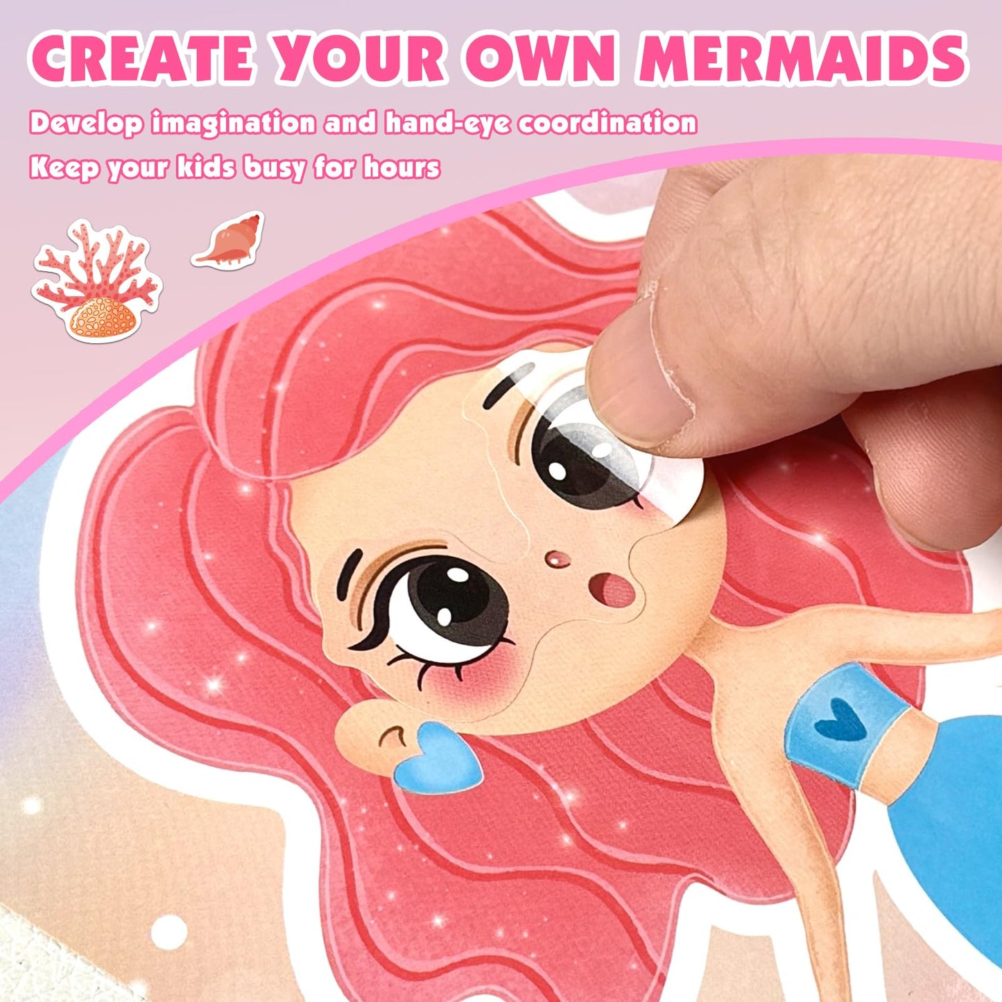 Ozepao 48 Pcs Mermaid Sticker Sheets – Mix & Match Party Favors & Birthday Decor | 16 Designs (3 Each)