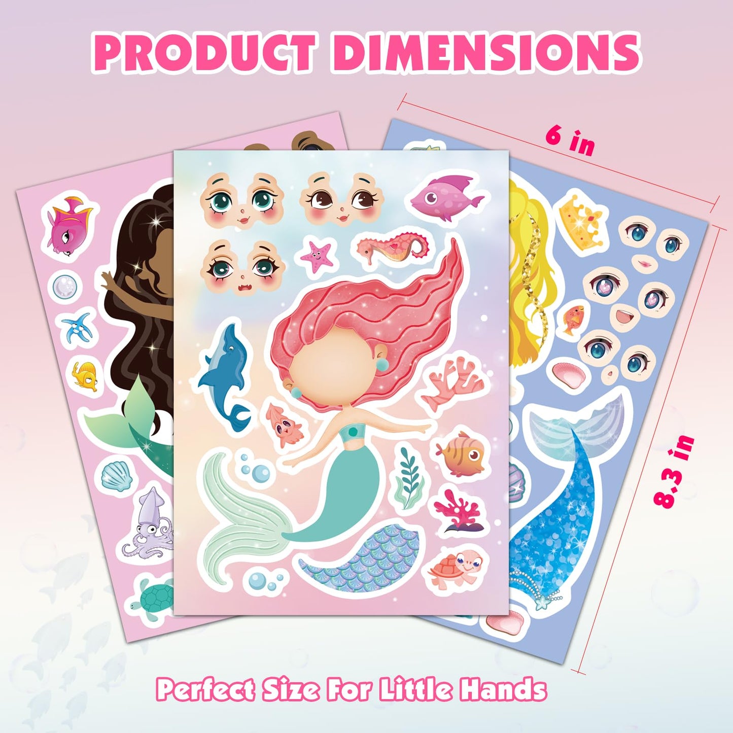 Ozepao 48 Pcs Mermaid Sticker Sheets – Mix & Match Party Favors & Birthday Decor | 16 Designs (3 Each)