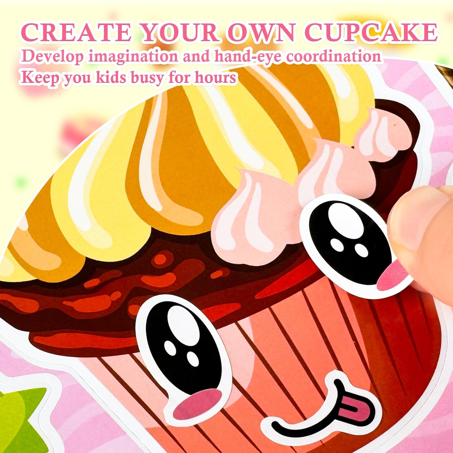 Ozepao 36 Pcs Cupcake Sticker Sheets | Mix & Match Ice Cream Desserts for Toddlers & Kids (2-8) | Party Favors & Crafts