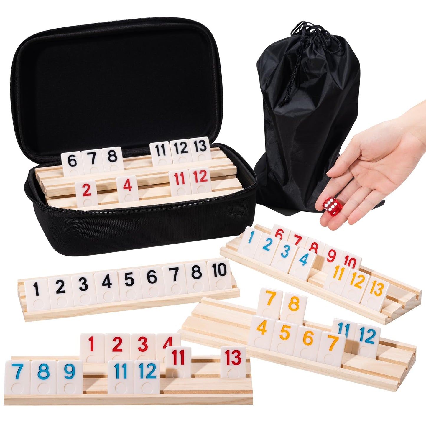 OZFRHO Rummy Cube Game Set – 6 Players, 160 Tiles, Travel Case