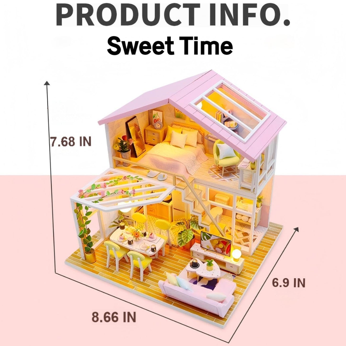 OZJAY DIY Miniature House Kit with LED & Furniture – Build Your Dollhouse