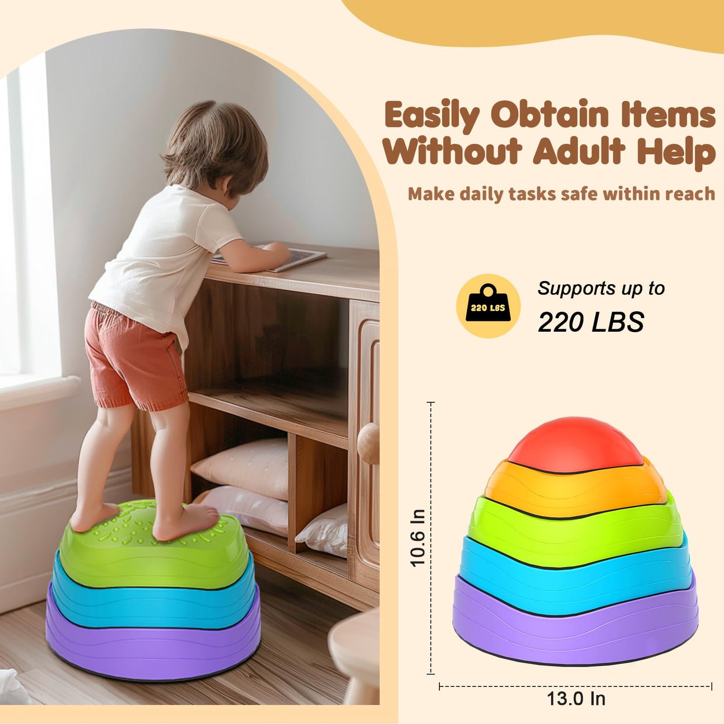 OZMI Stepping Stones for Kids – Non-Slip Balance Stones with Storage Bag