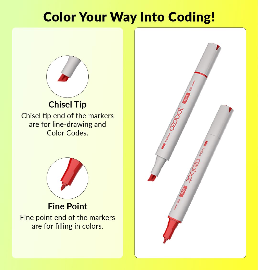 Ozobot Color Coding Markers — Dual-Sided 5-Pack for Creative STEM Education (Ages 6+)