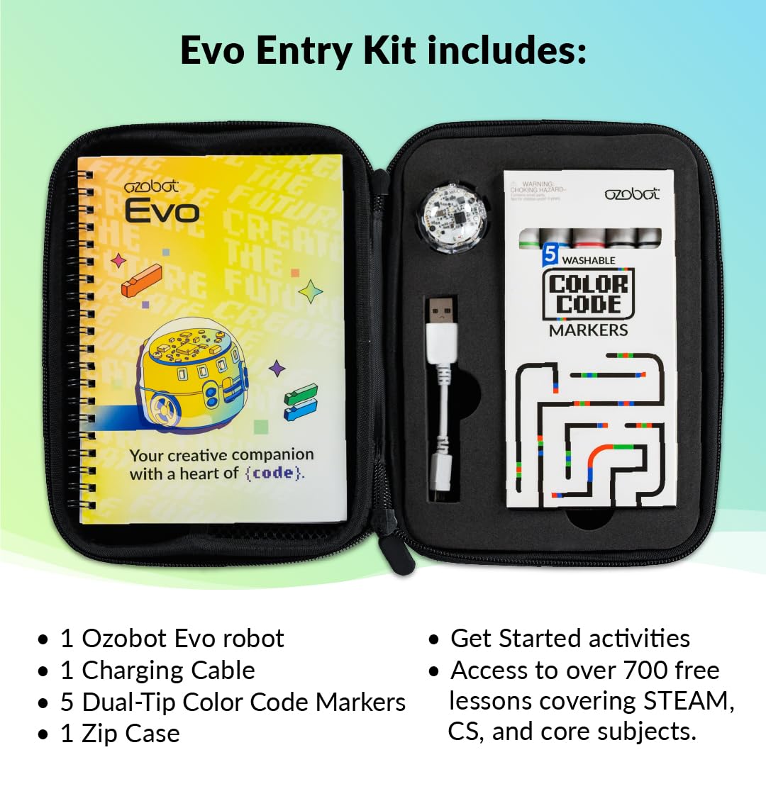 Ozobot Evo Entry Kit: Interactive STEM Coding Robot for Kids 5+ with Screen-Free Color Codes