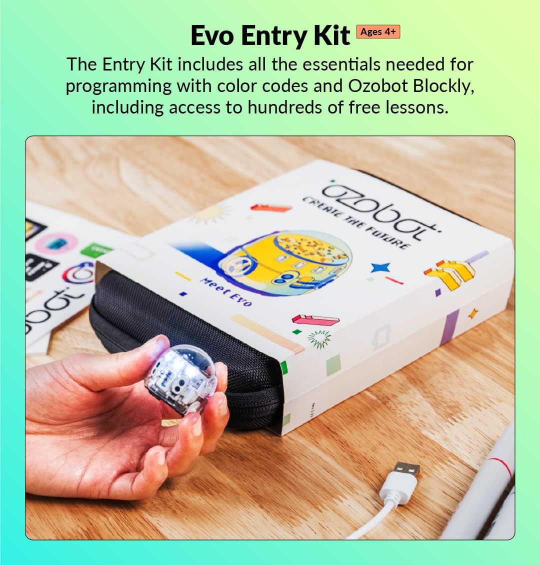 Ozobot Evo Entry Kit: Interactive STEM Coding Robot for Kids 5+ with Screen-Free Color Codes