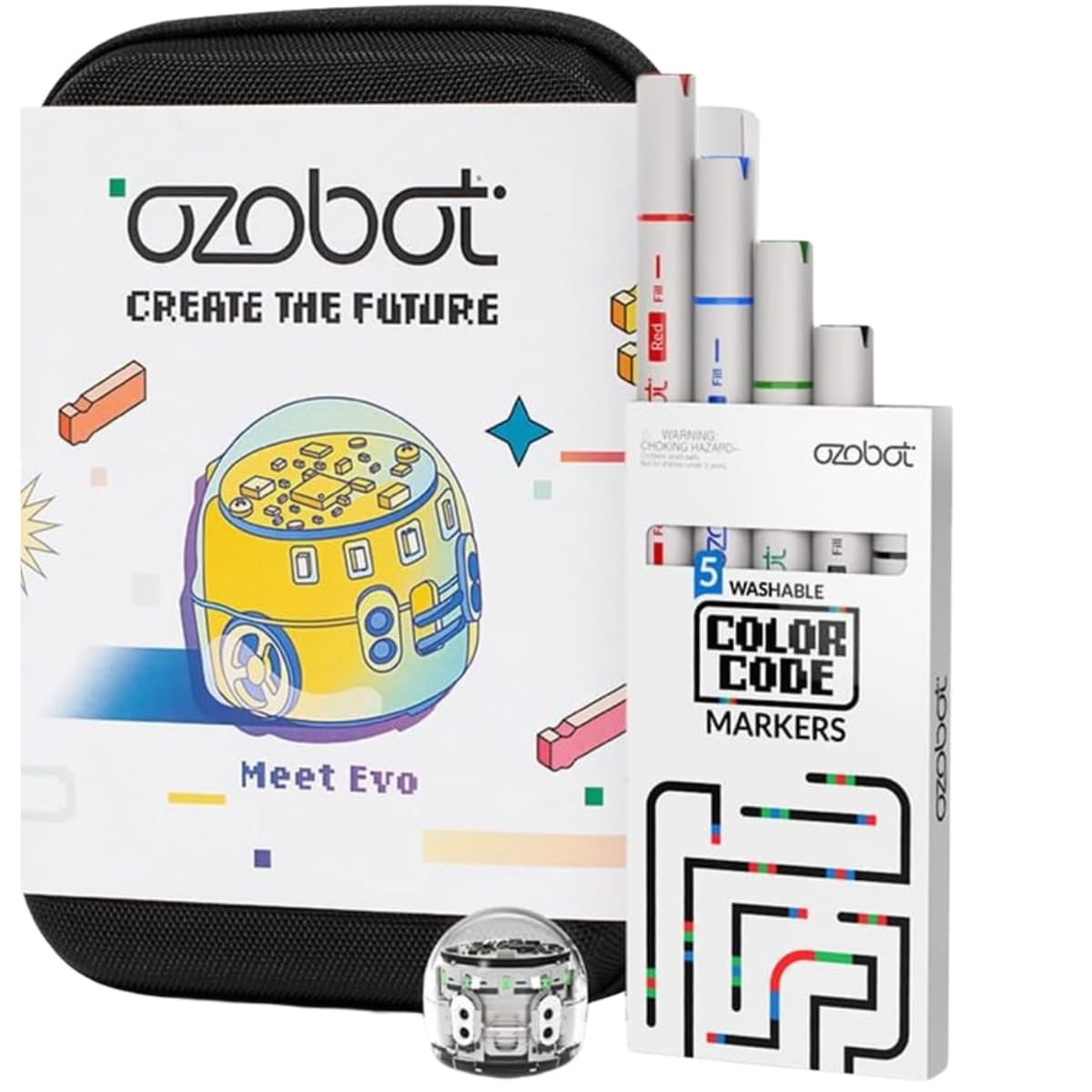 Ozobot Evo Entry Kit: Interactive STEM Coding Robot for Kids 5+ with Screen-Free Color Codes