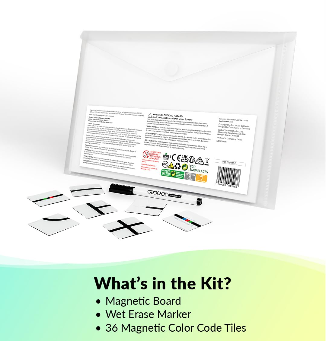 Ozobot Color Code Magnets Base Kit – Interactive Coding for Kids 5+ | 36 Tiles, Evo Required
