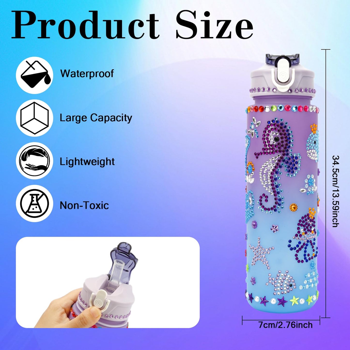 OZOSHINE Water Bottle DIY Kit for Girls – Valentines Gift & Craft (Ages 4-12)