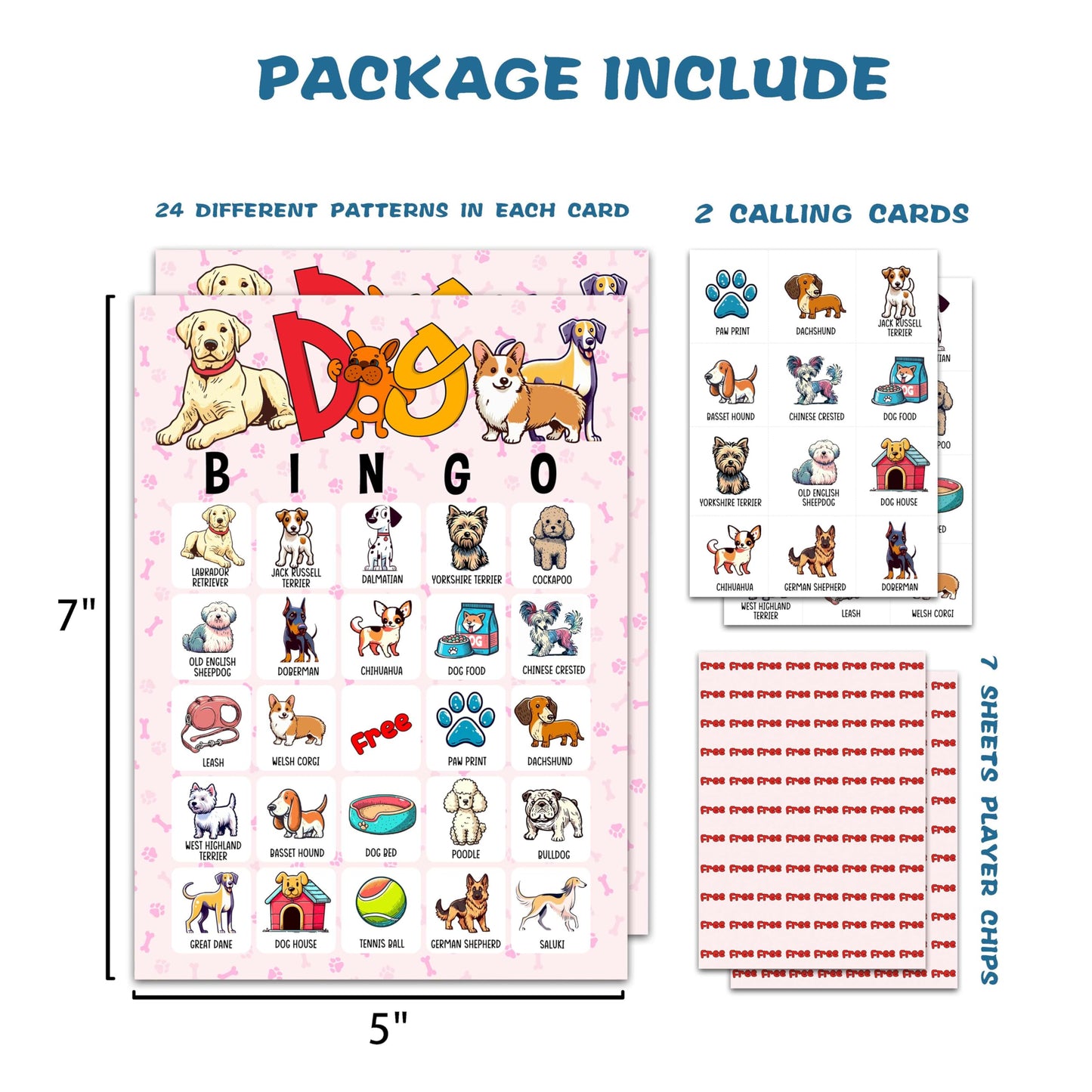 OZTEMETY Dog Bingo Card Game for Adults — 24 Players | Puppy Party Supplies & Dog Lovers Gift