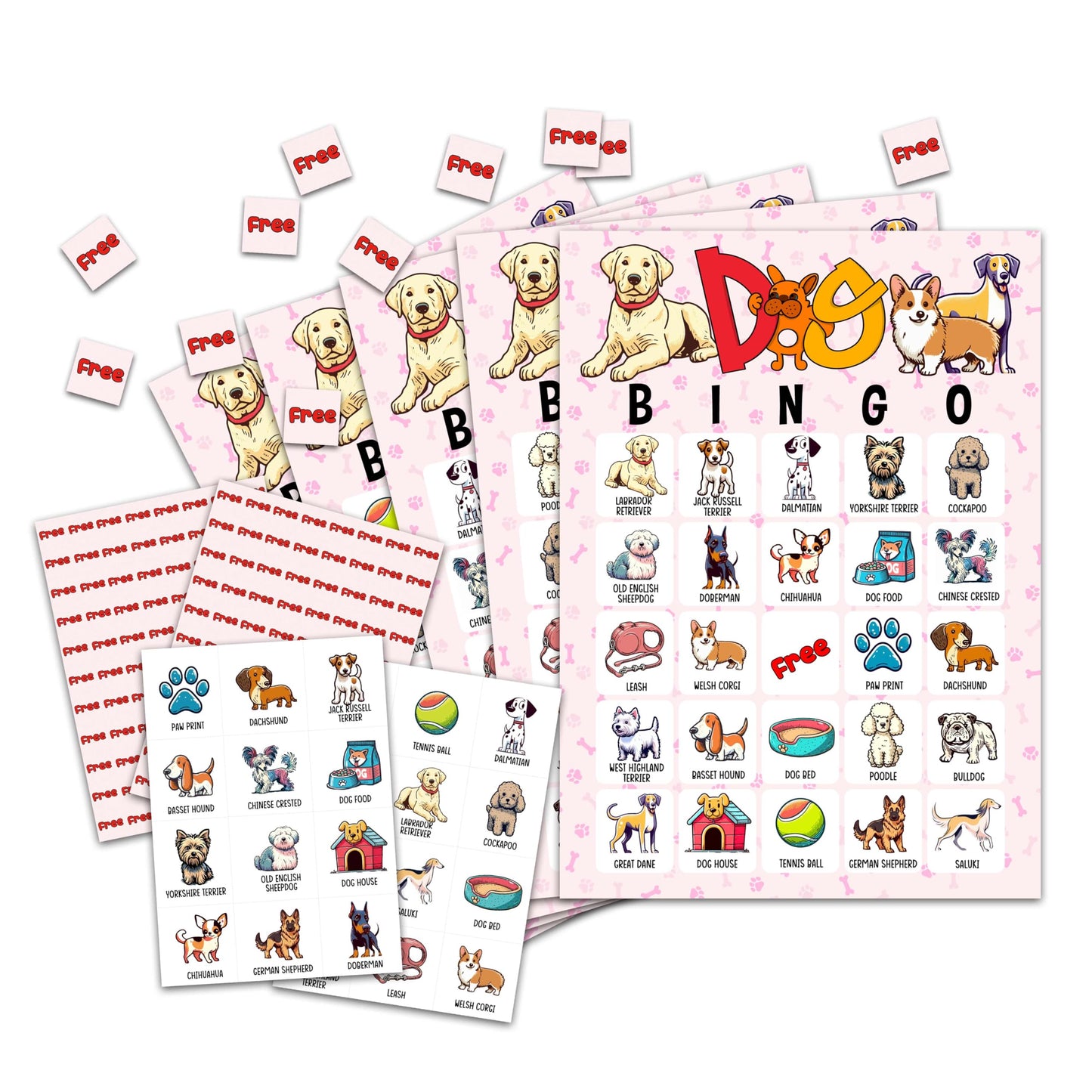 OZTEMETY Dog Bingo Card Game for Adults — 24 Players | Puppy Party Supplies & Dog Lovers Gift