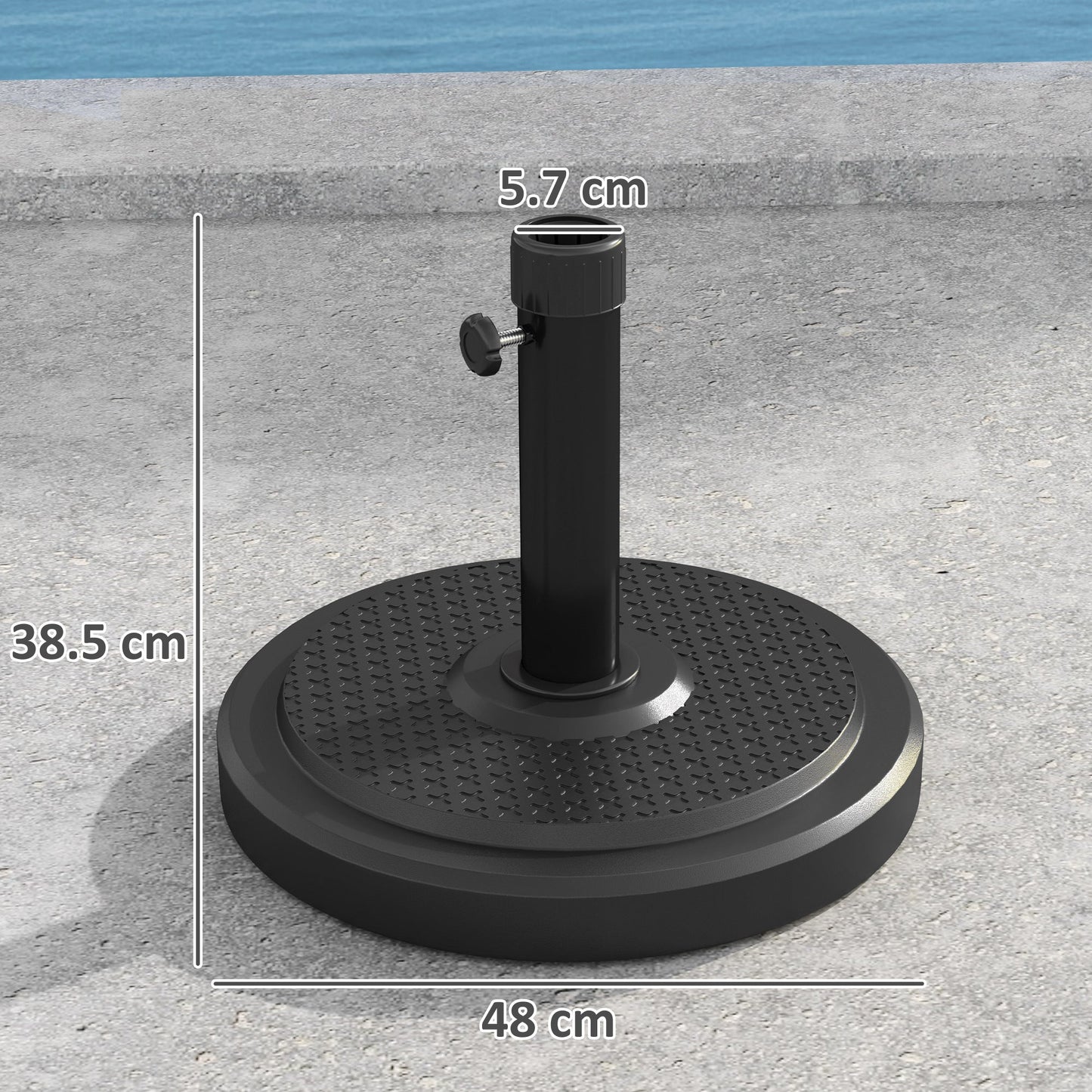 Outsunny 22kg Garden Parasol Base, Round HDPE Sun Umbrella Base, Black