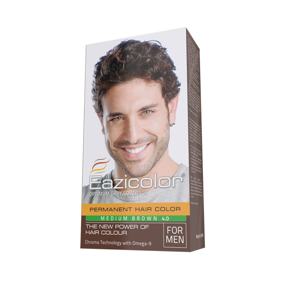 Eazicolor Permanent Hair Color Medium Brown for Seamless Grey Coverage & Lasting Vibrancy 35ML/1.18 oz