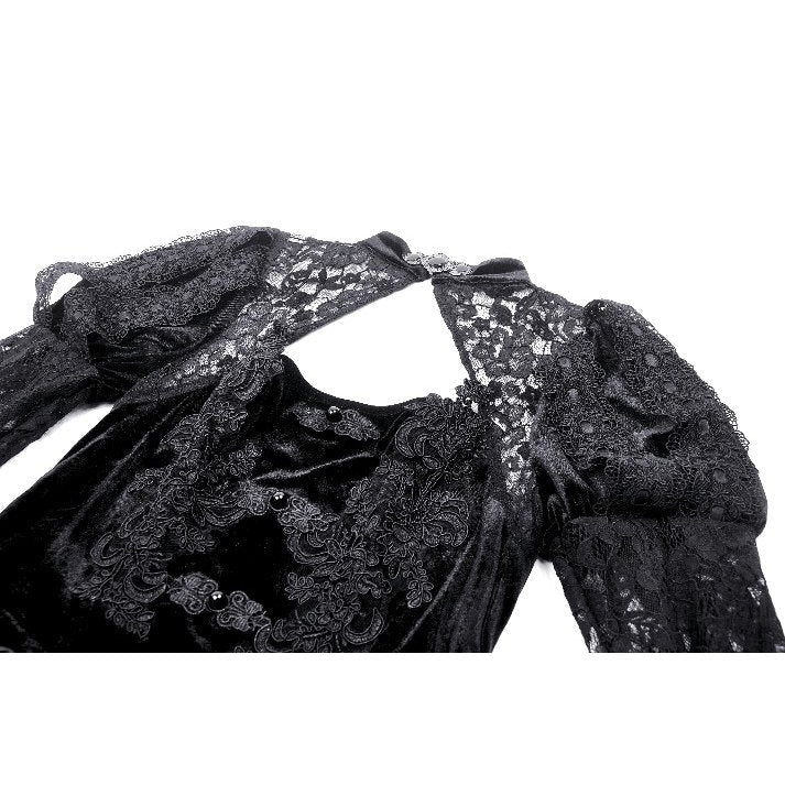 Dark in Love Onyx Romantic Gothic Velvet Lace Princess Gown