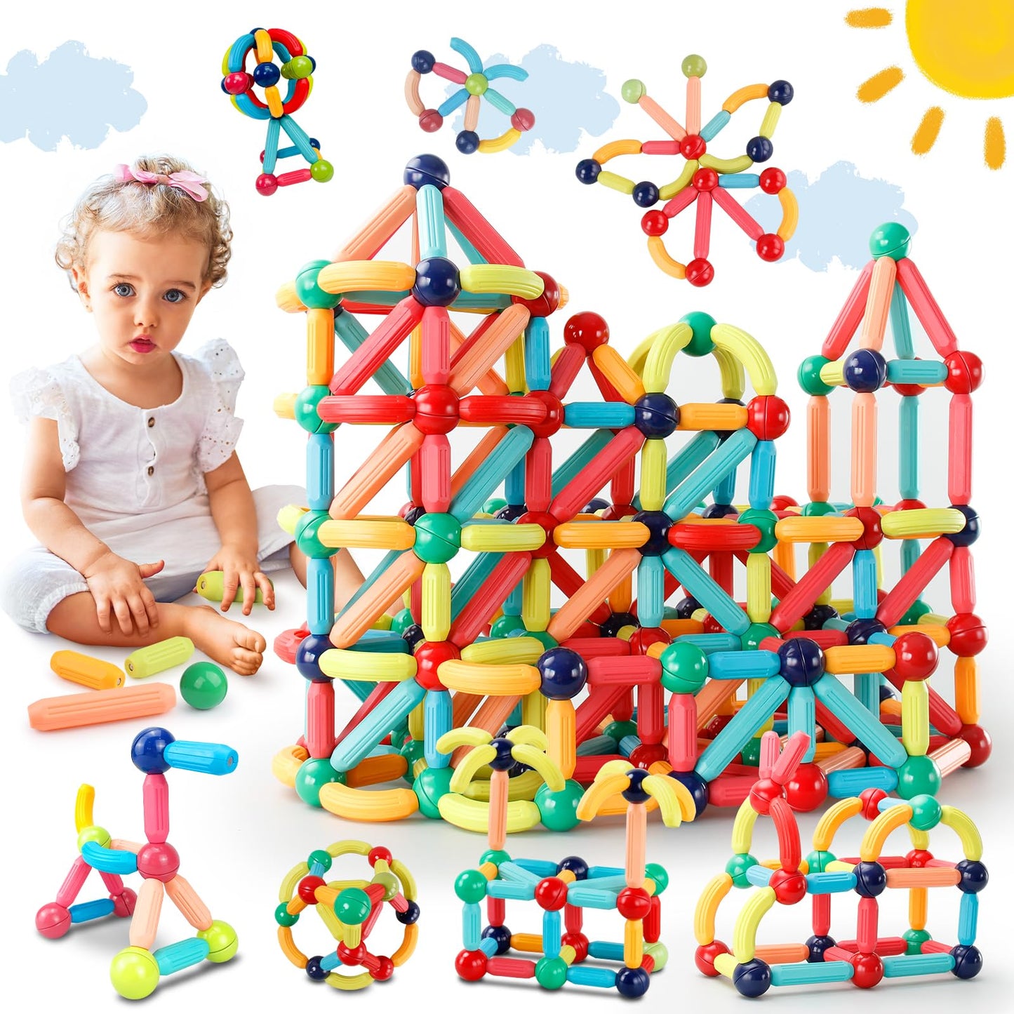 Paaxido 64PCS Magnetic Building Blocks – STEM Toy Set for Kids 3–8+ | Strong Magnets, Creative Construction