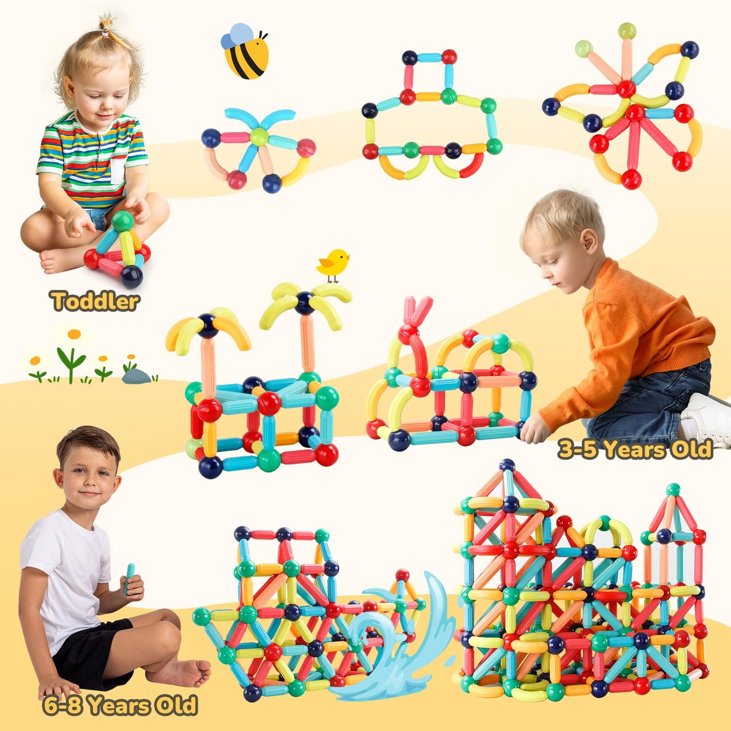 Paaxido 64PCS Magnetic Building Blocks – STEM Toy Set for Kids 3–8+ | Strong Magnets, Creative Construction