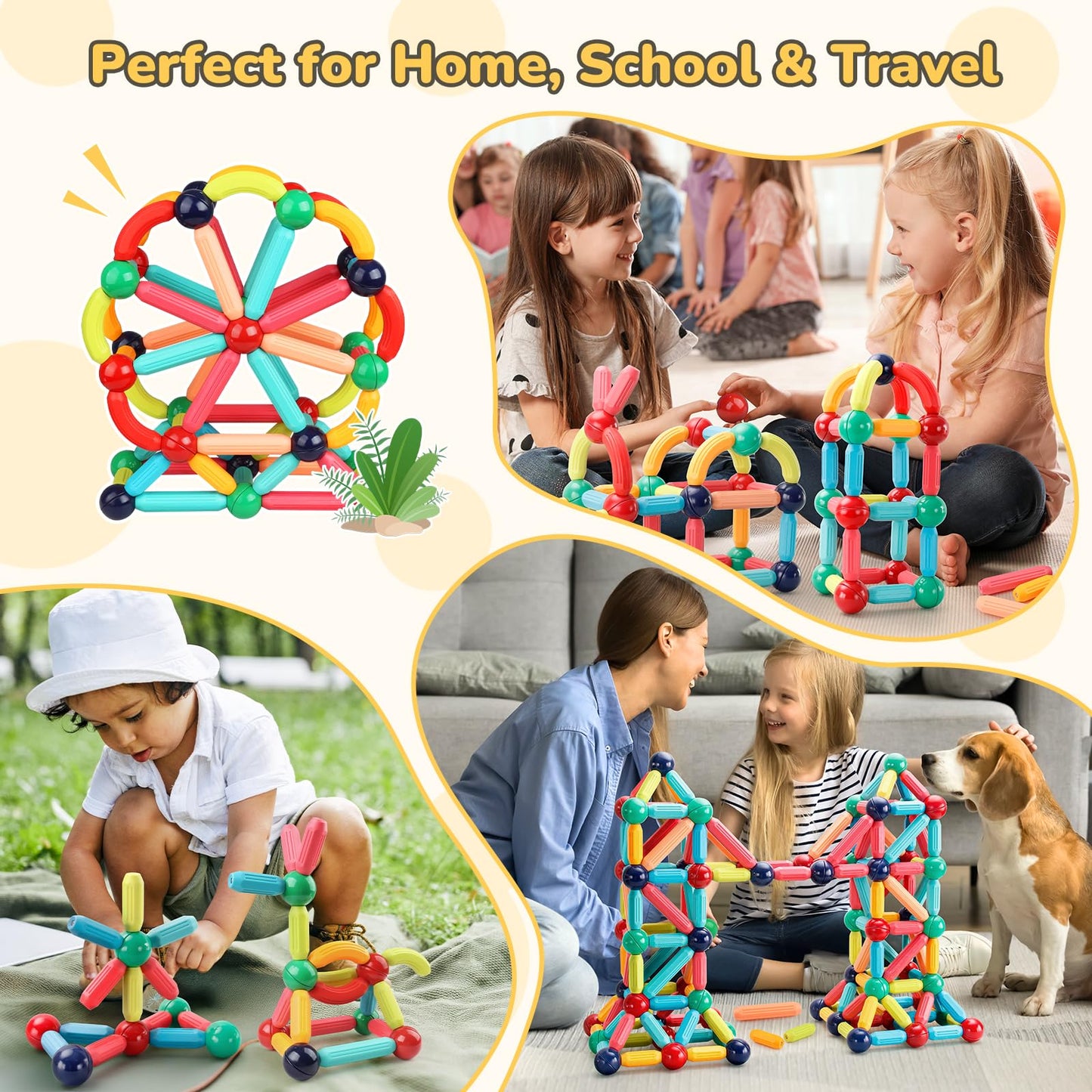 Paaxido 64PCS Magnetic Building Blocks – STEM Toy Set for Kids 3–8+ | Strong Magnets, Creative Construction