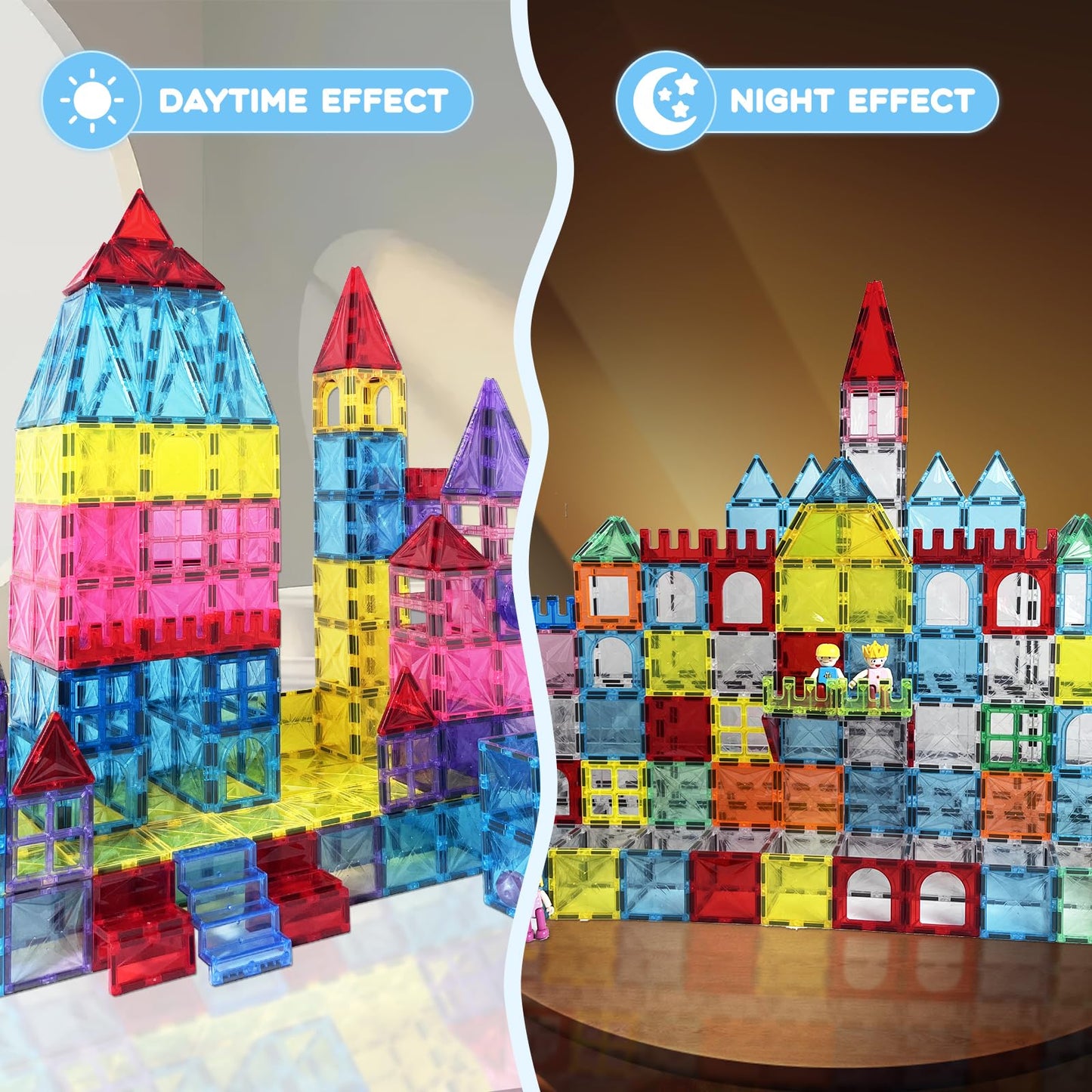 Paaxido Magnetic Tiles 100PCS – 4D Diamond STEM Blocks for Kids 3-8