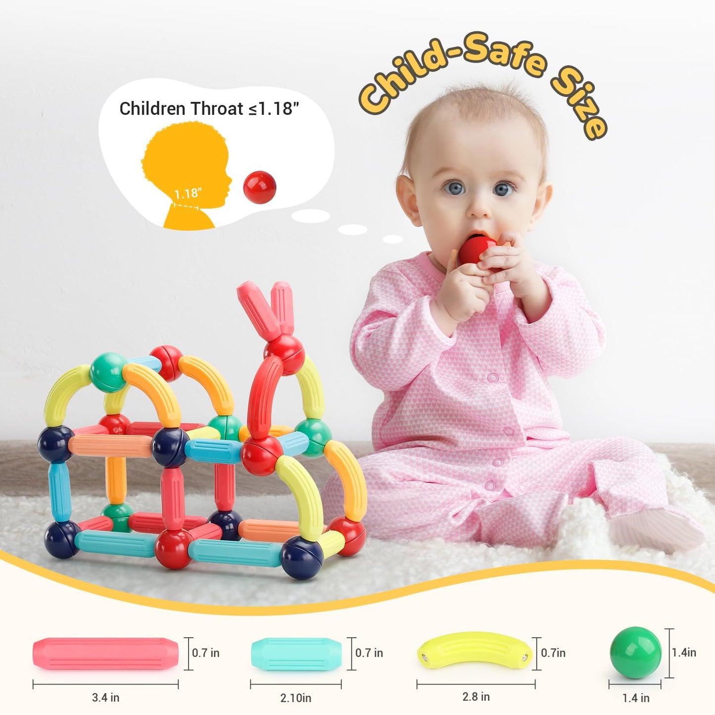 Paaxido 64PCS Magnetic Building Blocks – STEM Toy Set for Kids 3–8+ | Strong Magnets, Creative Construction