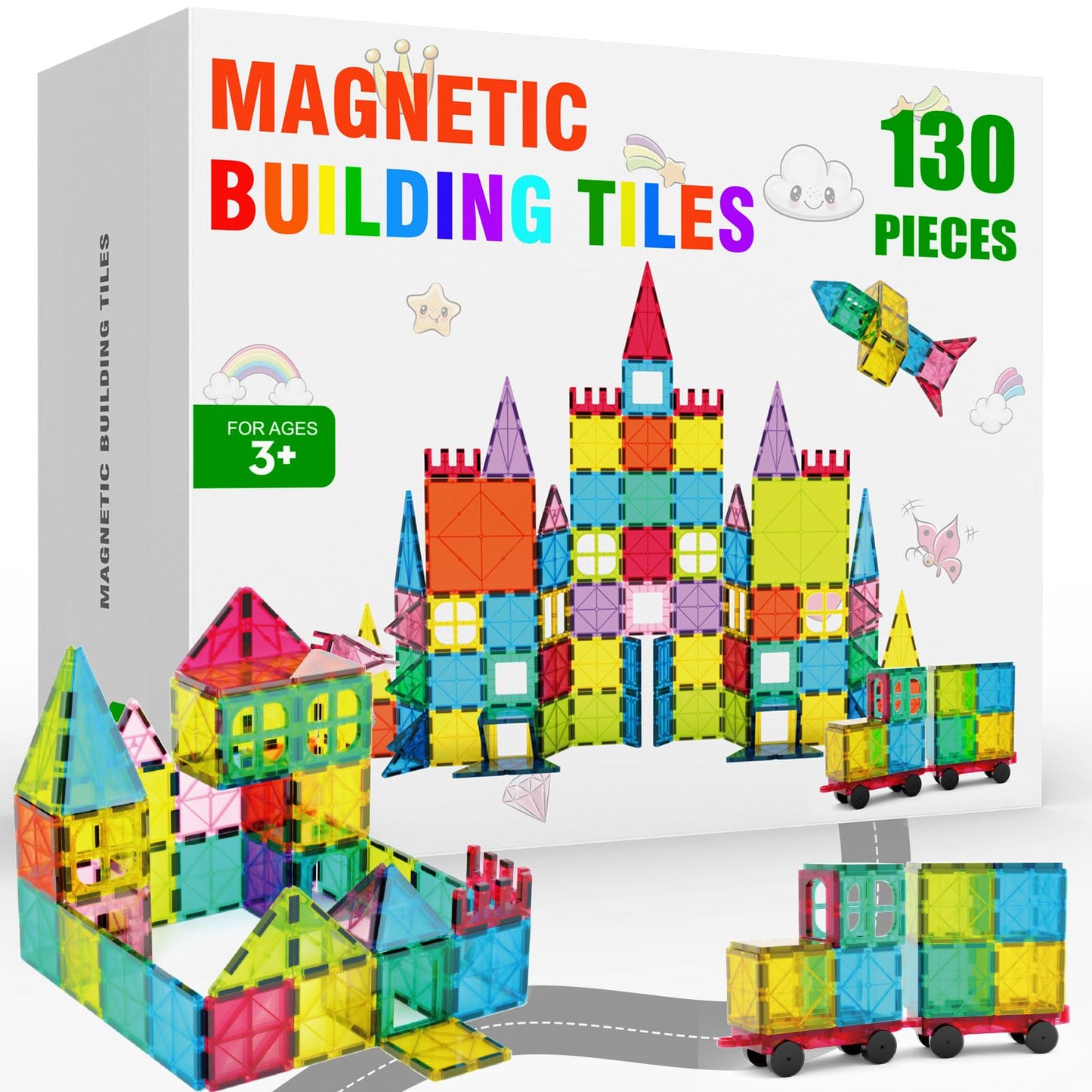 Paaxido Magnetic Tiles 130PC — STEM Building Blocks for Kids