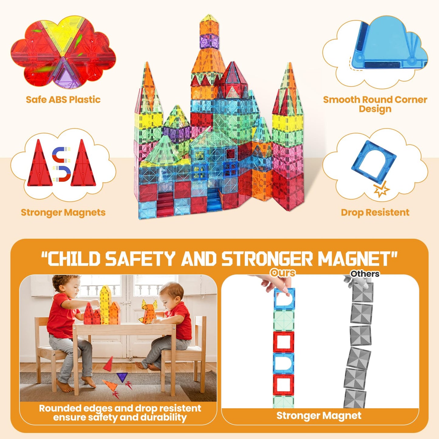 Paaxido Magnetic Tiles 130PC — STEM Building Blocks for Kids