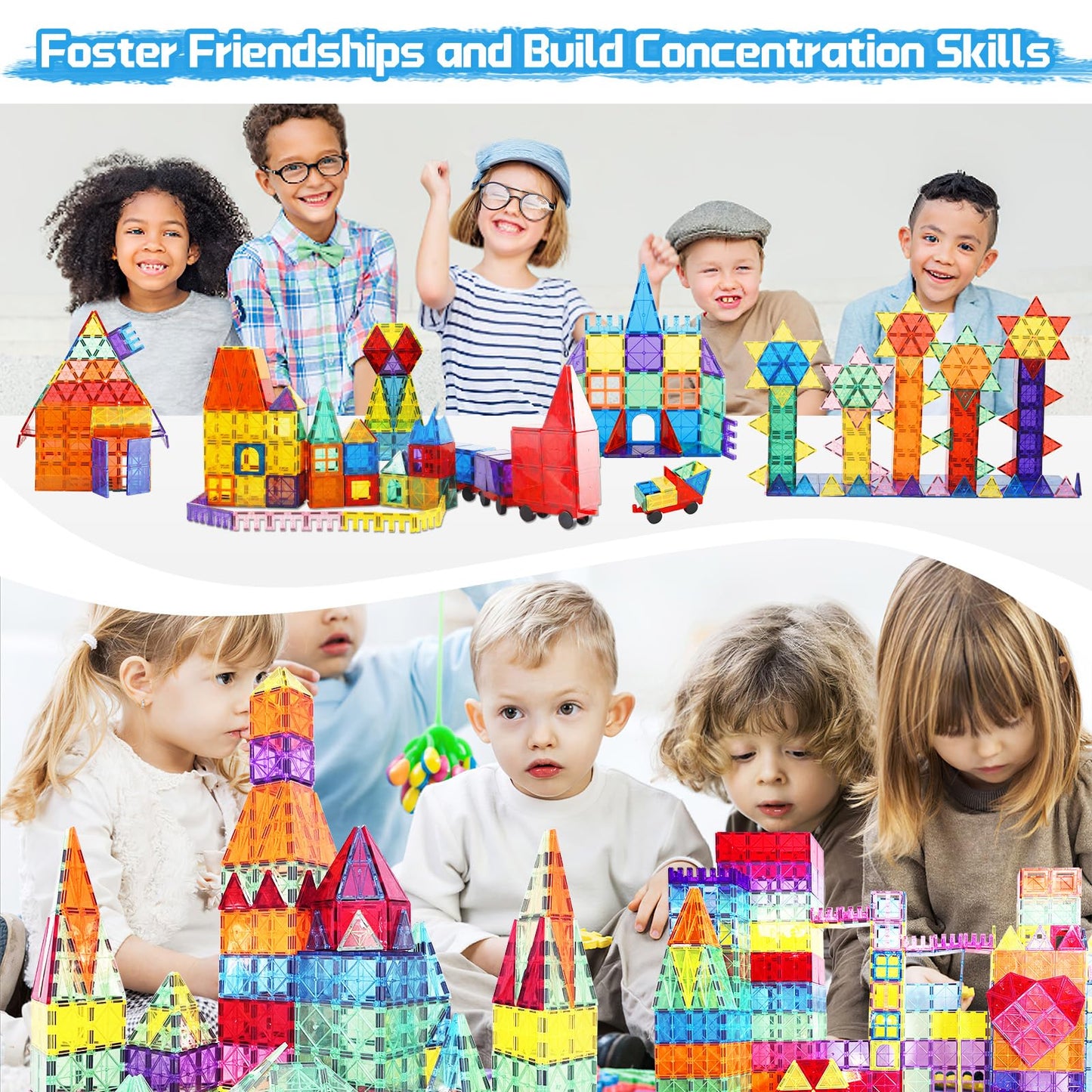 Paaxido Magnetic Tiles – 100-Piece STEM Building Blocks for Kids 3-8