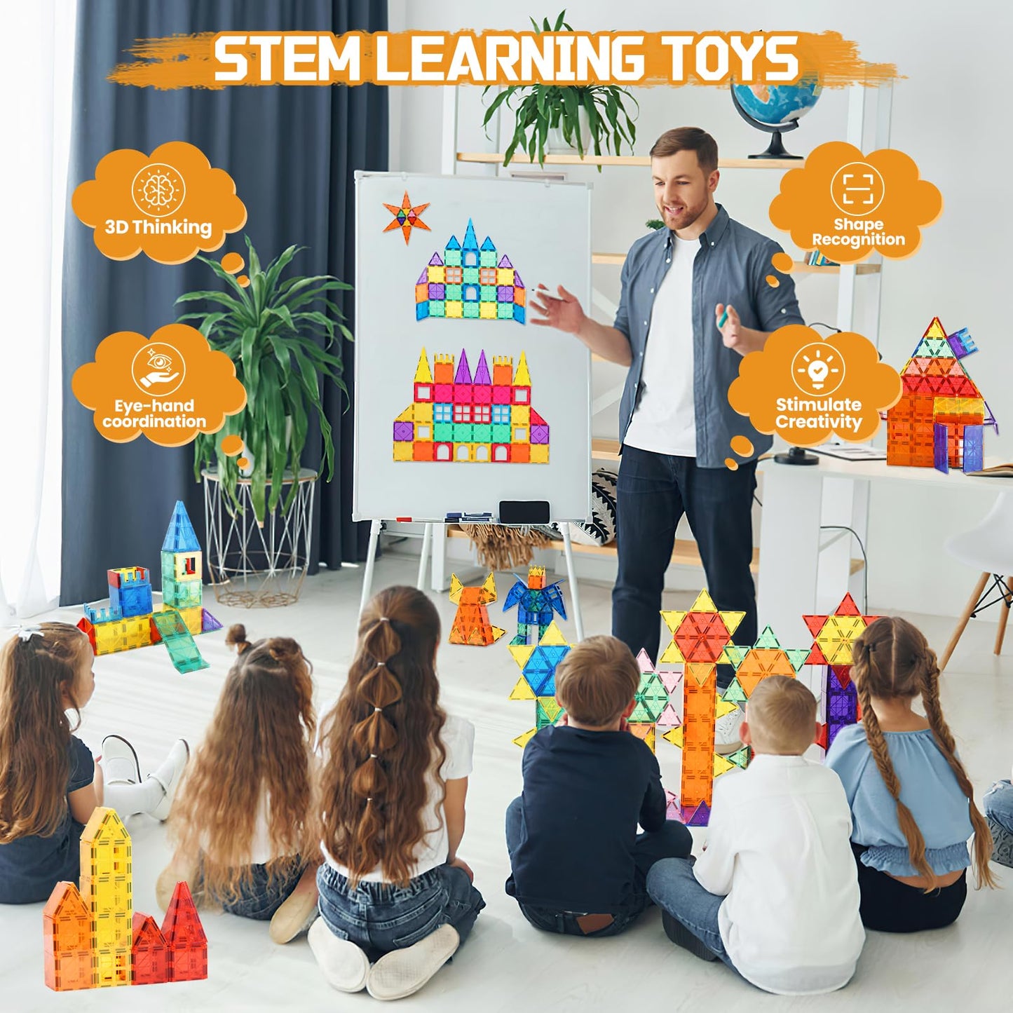 Paaxido Magnetic Tiles 130PC — STEM Building Blocks for Kids