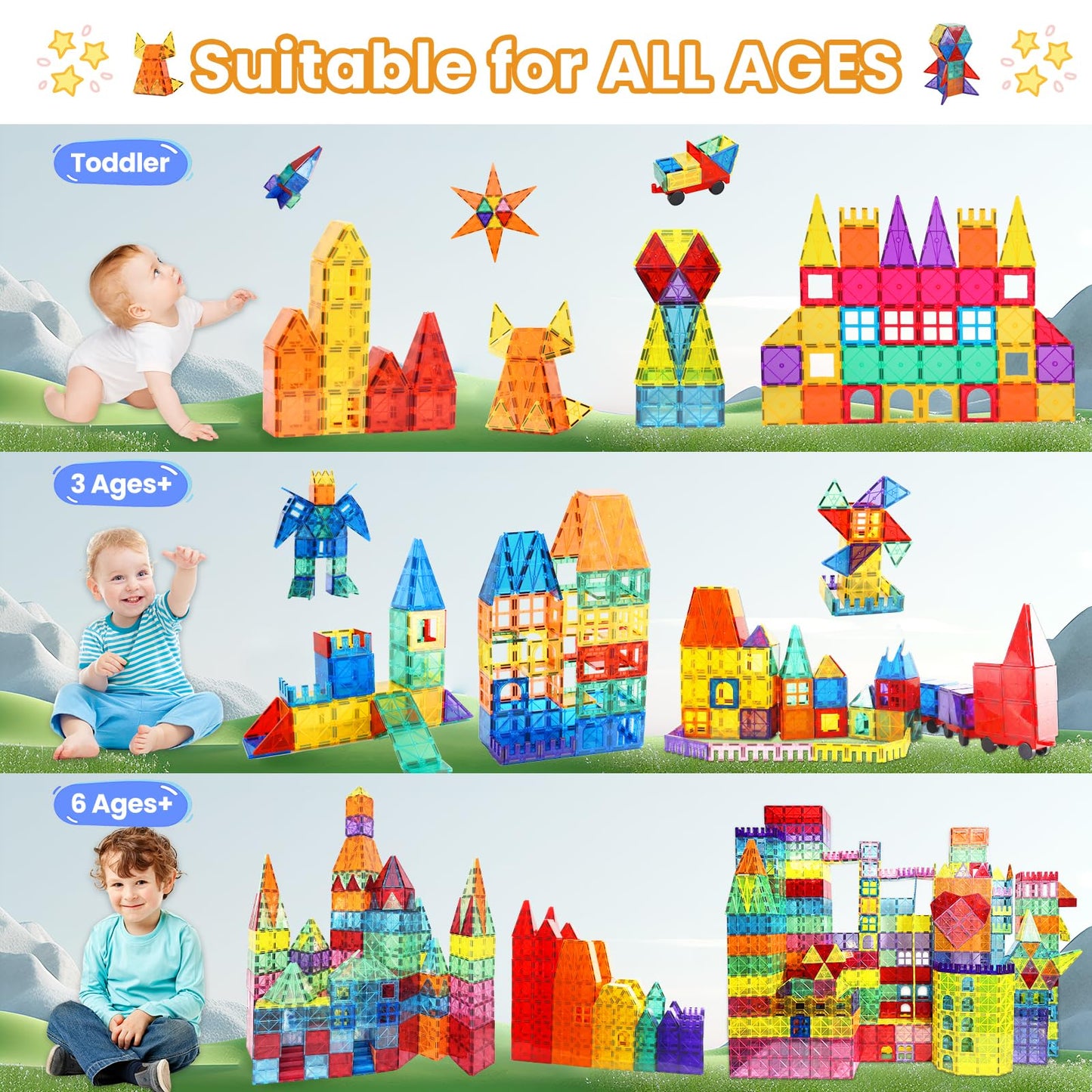 Paaxido Magnetic Tiles 130PC — STEM Building Blocks for Kids
