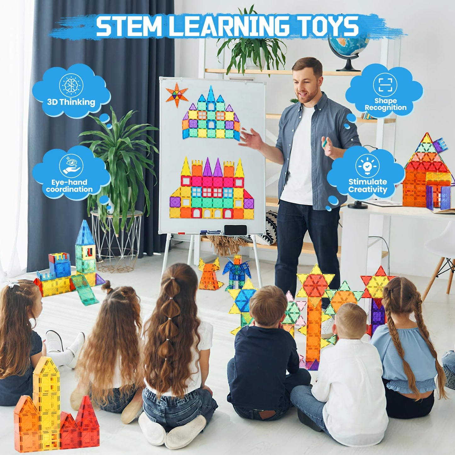 Paaxido Magnetic Tiles – 100-Piece STEM Building Blocks for Kids 3-8