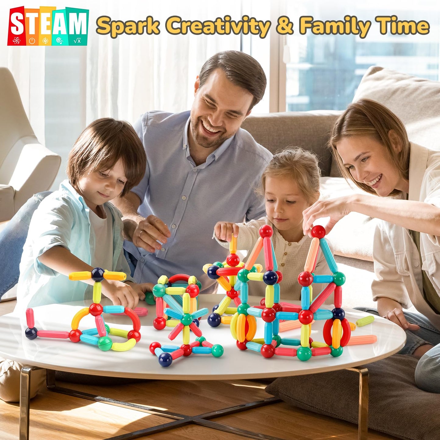 Paaxido 64PCS Magnetic Building Blocks – STEM Toy Set for Kids 3–8+ | Strong Magnets, Creative Construction