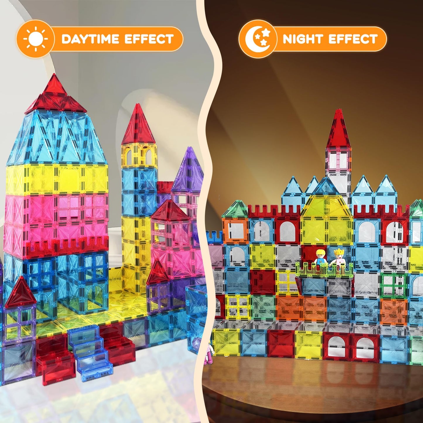Paaxido 130PCS Magnetic Tiles with 2 Cars – 4D Diamond STEM Building Set