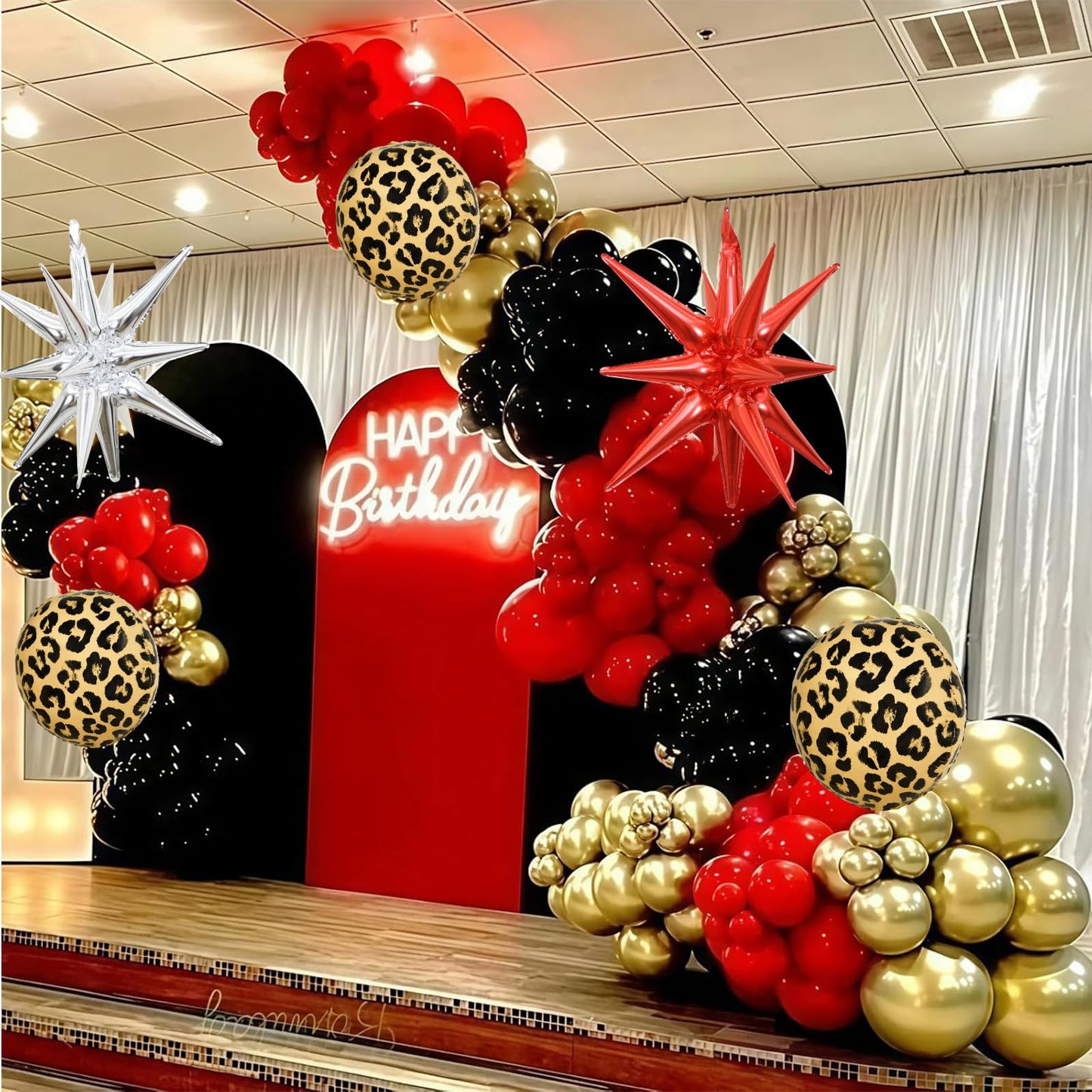 Paayeq Red Black Gold Balloon Arch Garland Kit – Leopard Print Party Decor